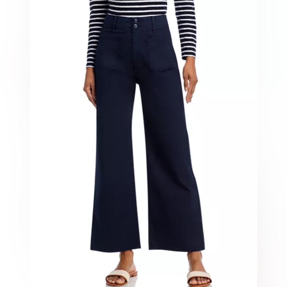 Veronica Beard Grant High Rise Cropped Wide Leg Jeans in Navy